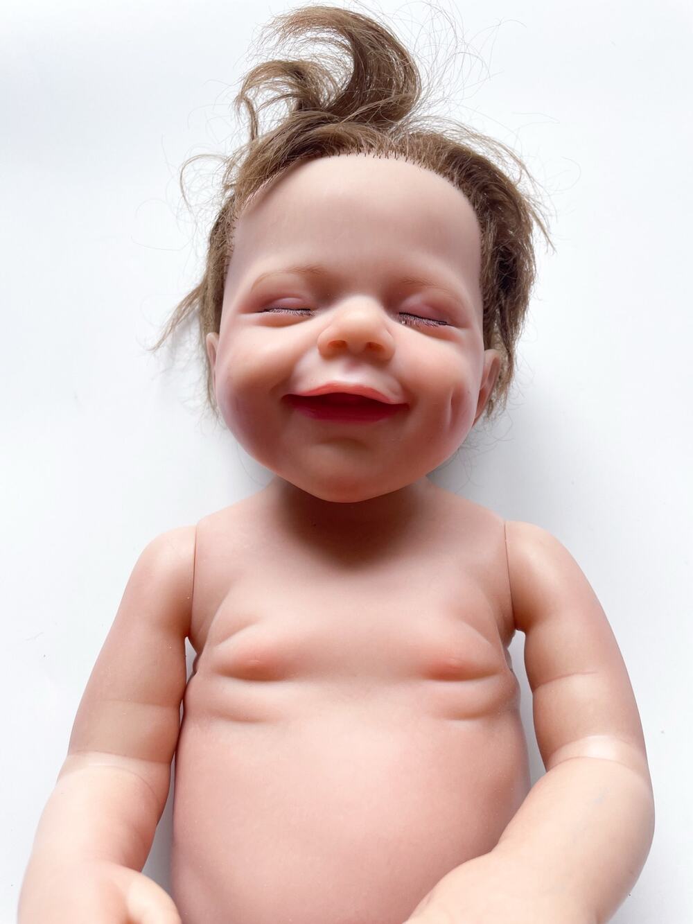 NPK Reborn Full Body Silicone 17" Baby Boy Fair Complexion Brown Hair